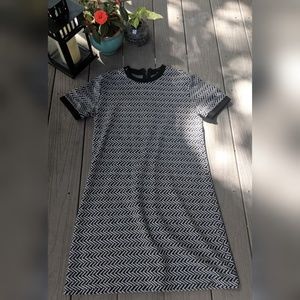 Black and White Patterned T-Shirt Dress